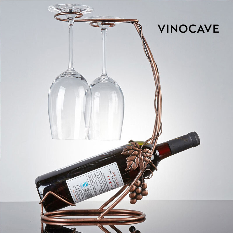 维诺卡夫 Vinocave水晶红酒杯 葡萄高脚杯 酒架倒挂架酒具 情侣杯 香槟杯葡萄酒杯 520毫升2支/送葡萄架