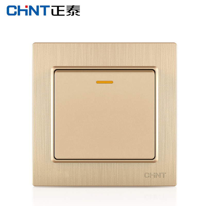 正泰CHNT开关面板单开单控墙壁电源开关拉丝金86型7L系列NEW7-L00102A