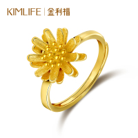 金利福珠宝 黄金戒指女士999足金女戒指羽芒菊戒指女戒送女友送爱人 F001694