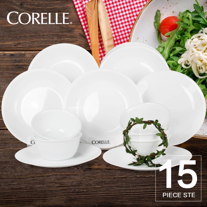 康宁(CORELLE)餐具套装15-N美国进口餐具套装组合 白色15件套
