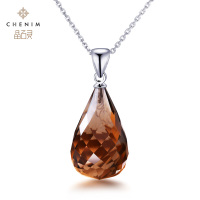 树上熟凤梨晶石灵彩宝天然巴西烟晶茶晶吊坠宝石项链项坠饰品_1