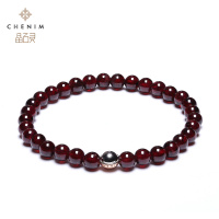 chenim晶石灵天然酒红石榴石手链女款单圈水晶手珠手串本命年饰品支持复检_1