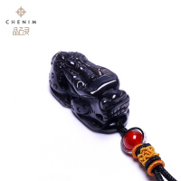 chenim晶石灵彩宝优质黑曜石貔貅吊坠彩色宝石时尚首饰项坠饰品支持复检_1