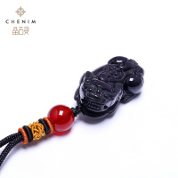 chenim晶石灵彩宝优质黑曜石貔貅吊坠彩色宝石首饰时尚项坠饰品支持复检_1