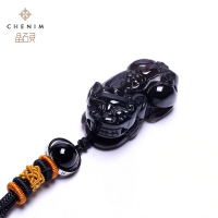 chenim晶石灵彩宝优质黑曜石貔貅吊坠时尚彩色宝石首饰项坠饰品支持复检_1