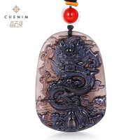 chenim晶石灵彩宝冰种黑曜石吊坠龙牌项链珠宝饰品优质冰种支持复检_1