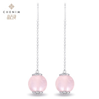chenim晶石灵彩宝清晨系列粉晶天河石葡萄石青金石耳钉耳环彩色宝石饰品粉晶_1
