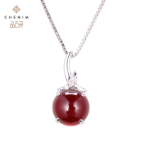chenim晶石灵彩宝石榴石吊坠女款彩色宝石项链饰品石榴石吊坠赠送银链_1