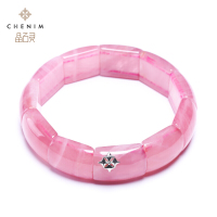 chenim晶石灵彩宝粉晶芙蓉石手镯女款彩色宝石粉色手排时尚饰品支持复检_1