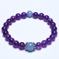 chenim晶石灵彩宝紫晶手链女款海蓝宝手珠手串时尚彩色宝石饰品紫晶8mm_1