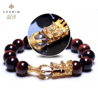 chenim晶石灵彩宝红虎眼石发晶腾龙手珠男款手链时尚彩色宝石饰品_1