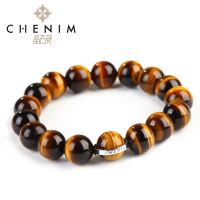 chenim晶石灵彩宝黄虎眼手珠手链手串时尚饰品手链彩色宝石饰品12mm_1