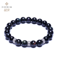 chenim晶石灵彩宝黑曜石黑曜岩手珠手链彩色宝石手串饰品支持复检_1