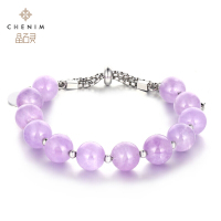 chenim晶石灵彩宝彩色宝石手珠紫晶粉晶海蓝宝金虎眼红玛瑙手链_1