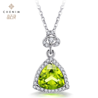 chenim晶石灵彩宝橄榄石吊坠女款彩色宝石项链项坠饰品_1