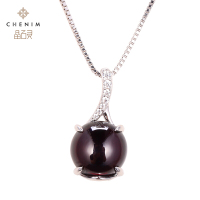 chenim晶石灵彩宝石榴石吊坠女款项链彩色宝石饰品赠银链_1