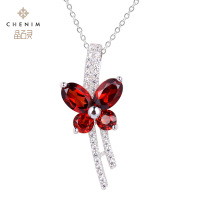 chenim晶石灵彩宝石榴石紫晶吊坠项链项坠蝴蝶时尚彩色宝石饰品_1