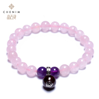 chenim晶石灵彩宝粉晶芙蓉石手珠女款手链时尚彩色宝石饰品8mm_1