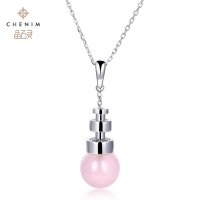 chenim晶石灵彩宝紫晶粉晶吊坠时尚彩色宝石女款项链珠宝饰品_1