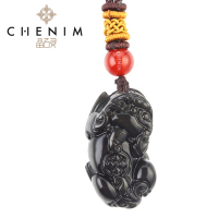 chenim晶石灵彩宝黑曜石貔貅吊坠项链男女款时尚饰品预定_1
