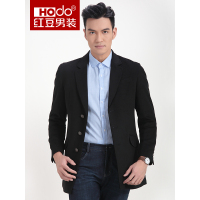 红豆（Hodo）男装 男士大衣男2017冬季新款男士西装领中长款修身羊毛大衣