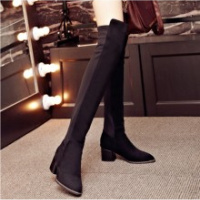 格瑞迪欧2017新品女鞋瘦腿弹力靴粗跟加绒防滑中跟长靴过膝靴619