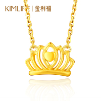 金利福珠宝 黄金项链足金999吊坠心宠桂冠套链女士女款黄金珠宝首饰配饰 F001815