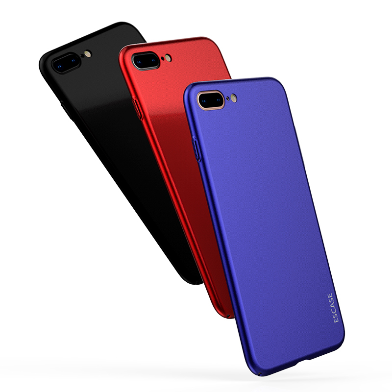 ESCASE 苹果iPhone8Plus/7Plus手机壳/保护套 送指环扣支架 全包烤漆肤感保护硬壳(有吊绳孔)