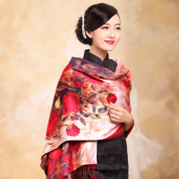 羚羊早安 围巾春夏女典雅气质披肩双层丝巾流苏围巾披肩两用