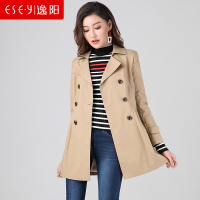 逸阳秋季西装领中长款风衣1002_1