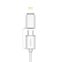 罗马仕(ROMOSS)CB20 白色Lightning/Micro-usb二合一快充数据线 安卓苹果iPhone8x/7