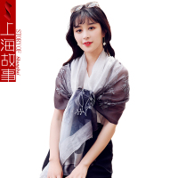 上海故事丝毛手绘绣花时尚披肩