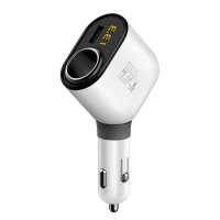 先科(SAST) 汽车车载充电器 白/灰色 AY-T60 1/盒 车充点烟器一拖三USB 电压检测LED数显
