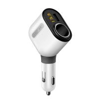先科(SAST) 汽车车载充电器 白/灰色 AY-T60 1/盒 车充点烟器一拖三USB 电压检测LED数显
