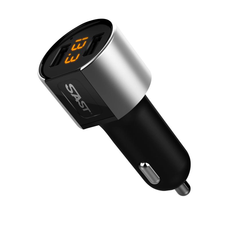 先科(SAST) 车载充电器 AY-M56 汽车车充点烟器双USB一拖二智能 手机快充