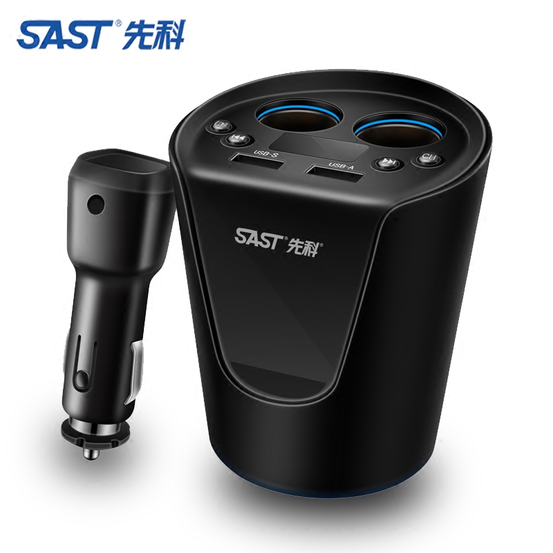 先科 车载蓝牙杯车载充电器 黑/蓝色 AY-T01 1/盒