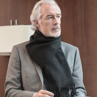 羚羊早安秋冬保暖纯色商务男士羊毛围巾 百搭大规格纯色情侣款围巾