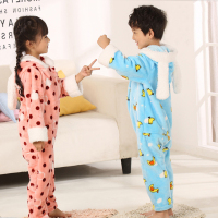 素肌棉儿童睡衣女童加厚珊瑚绒卡通睡衣法兰绒睡衣套装家居服冬