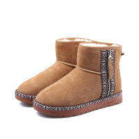 阿么冬季牛皮加厚保暖短筒棉鞋防滑冬靴短靴