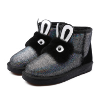 阿么2017秋冬新款印花甜美卡通保暖雪地靴女韩版加厚短靴