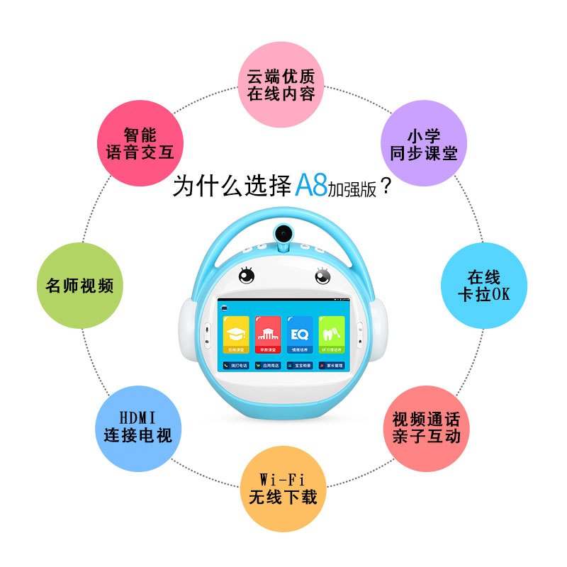 名校堂早教机A8云博士 7英寸 儿童触屏wifi视频故事机学习机 绿色