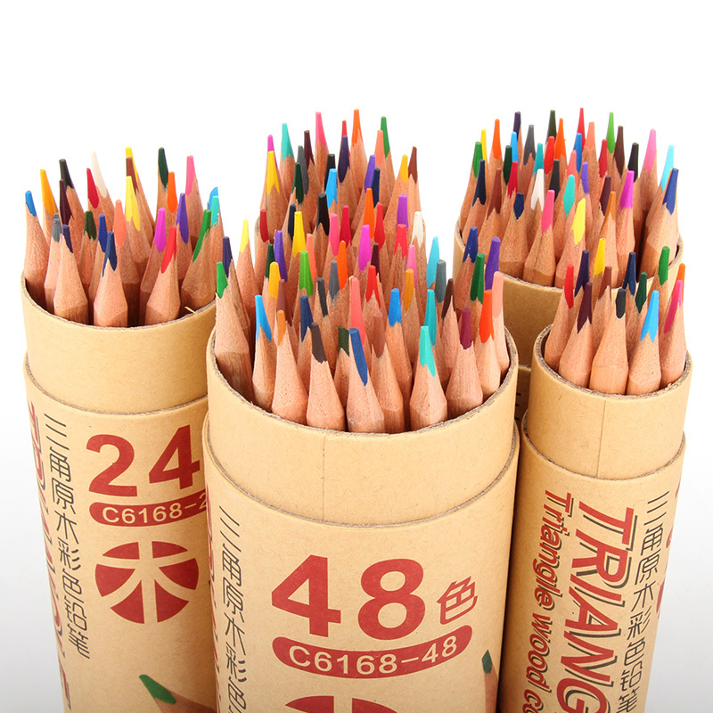 众叶(SOONye)C6168原木三角杆彩色铅笔 24/36/48色装 木头铅笔 素描铅笔 绘图铅笔 画画铅笔 考试铅笔