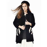 TCB004HE条纹口袋设计羊剪绒外套