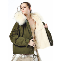 TKL036JL时尚兔毛内胆貉子毛领派克服