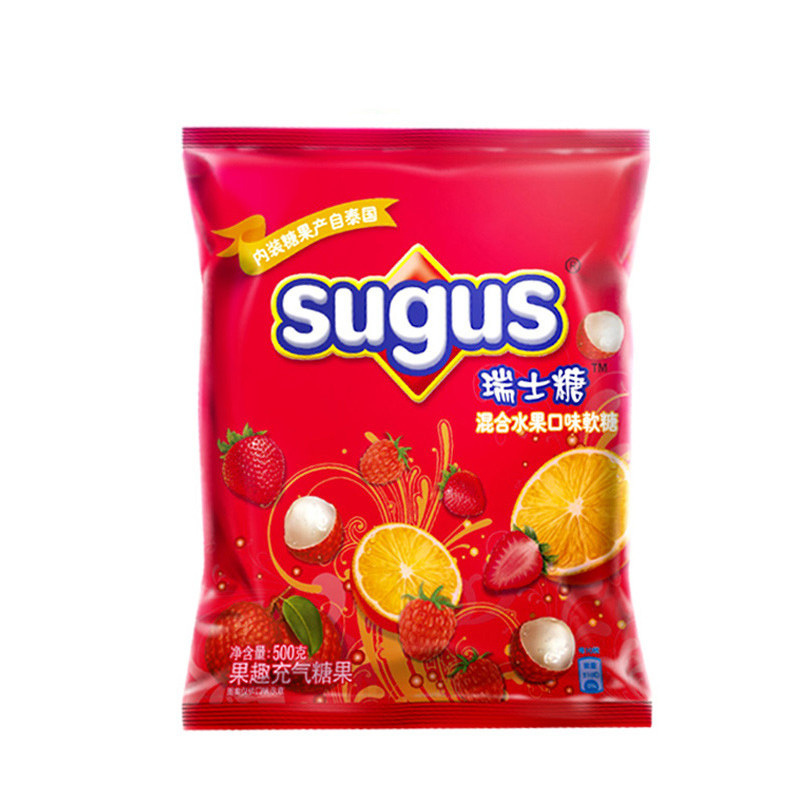 Sugus瑞士糖混合水果味袋500g 箭牌水果糖软糖休闲零食糖果