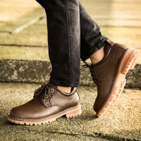 派者GH809 春秋季男士户外工装大头鞋 真皮耐磨系带休闲鞋