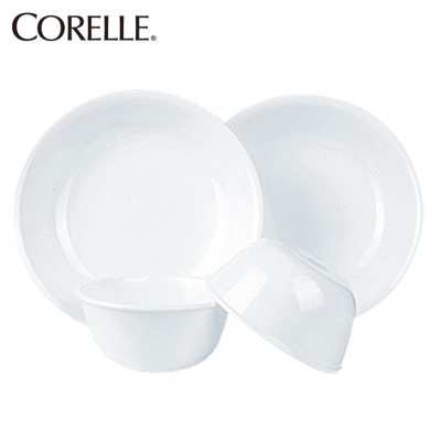 康宁(CORELLE )餐具 套装美国进口餐具套装组合碗叠盘 4件套白色