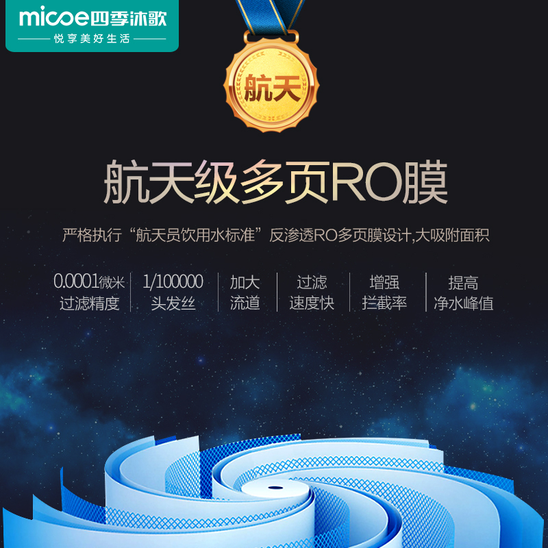 四季沐歌(MICOE)净水器家用厨房反渗透RO自来水净水机直饮纯水机过滤