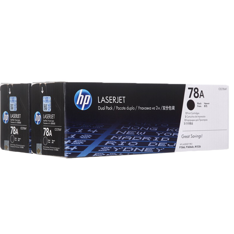 惠普（HP）CE278AF 78AF 黑色硒鼓 双包装(硒鼓/粉盒) 适打印机 P1566 P1606 m1536高清大图