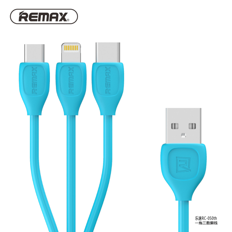 Remax 乐速三合一数据线 苹果 安卓 Type-C 三分头手机通用快速充电数据线 USB连接传输线